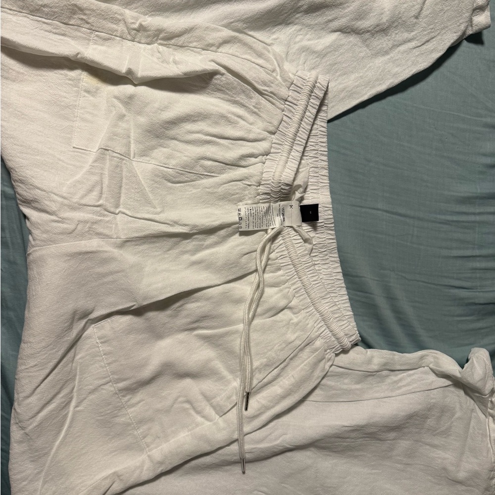 SHEIN Ivory Drawstring Trousers